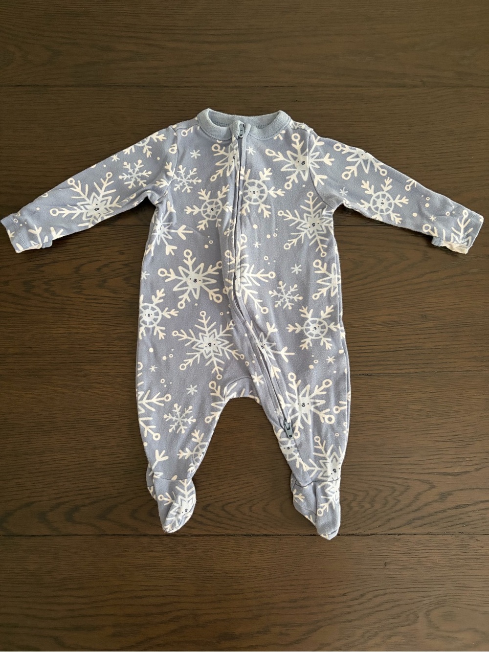 Old Navy Snowflake Blue Sleep & Play Footie (0-3M)
